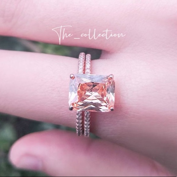 NEW ROSE GOLD PLATED DIAMOND SET RING - Picture 4 of 4